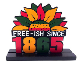 decorative Juneteenth painted wooden tabletop display  