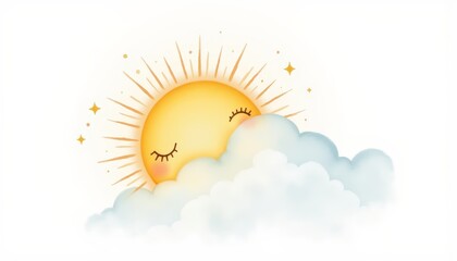 Radiant sun, wispy clouds and twinkling stars, a celestial tapestry of day night
