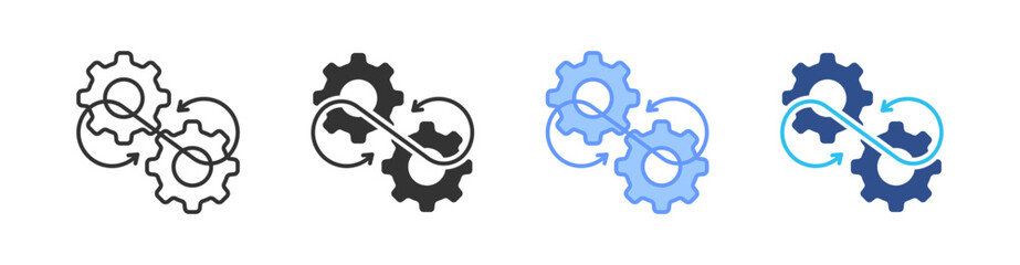 Integration Multi Style Icon Set Vector 