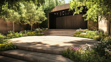 Serene Outdoor Amphitheater: A Summer Garden Stage