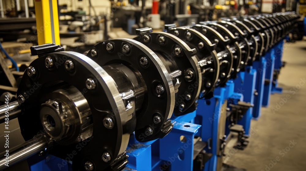 Poster assembly line with robotic clamps positioning large components for welding