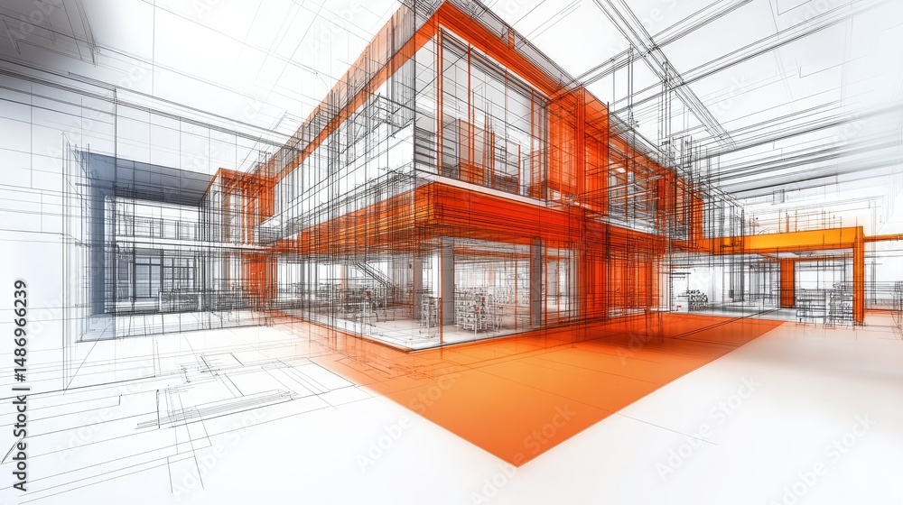 Poster augmented technical drawing hovering above real space for installation guidance