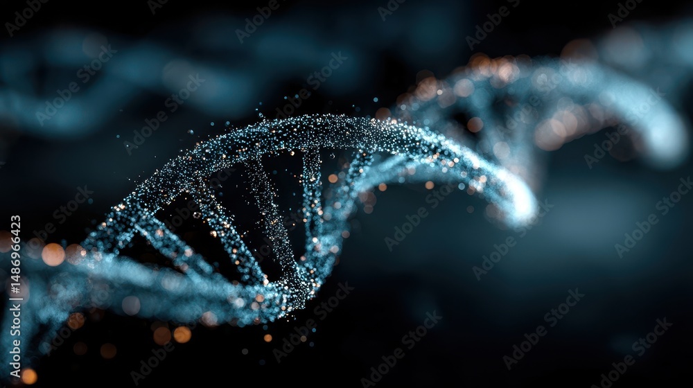 Poster a spiraling double helix structure of genetic material.