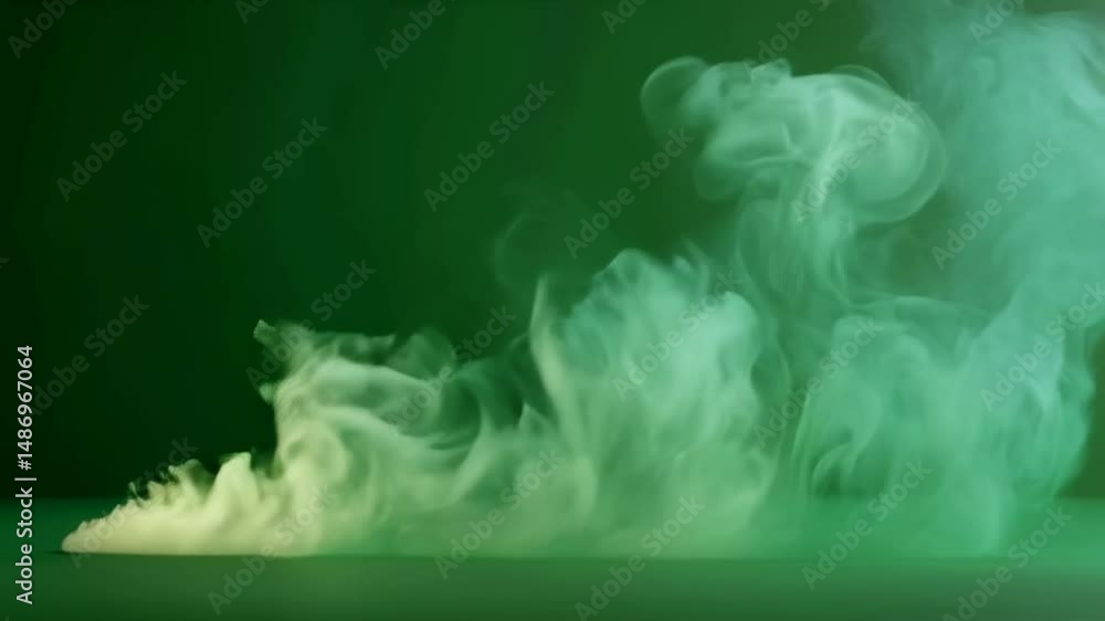 Poster captivating swirling smoke display creating ethereal patterns against a vibrant green backdrop