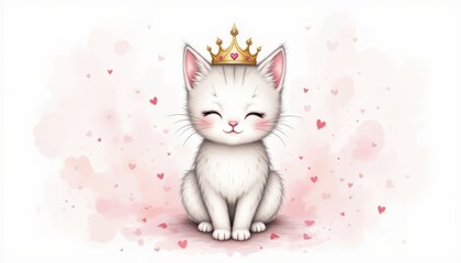 Adorable kitten with a crown, charming portrait of royalty and playfulness