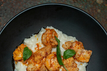 Shrimp Risotto with Basil Leaf (Risotto al Gamberi)