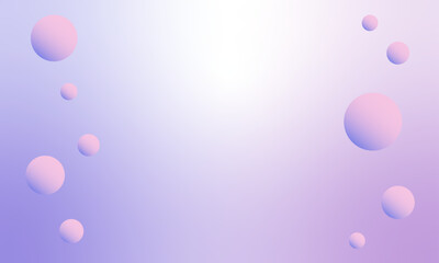 たくさんの球体が描かれた、やさしい紫色のグラデーション背景