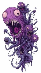 Abstract monster illustration purple graphic design