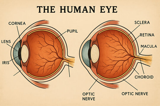 Illustration of human eye layers for sicence project poster