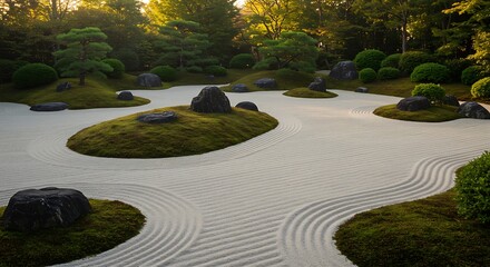 Serene Japanese Zen Garden with Mossy Stones	