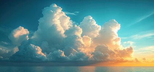 Majestic Sunset Cloudscape Over Serene Ocean