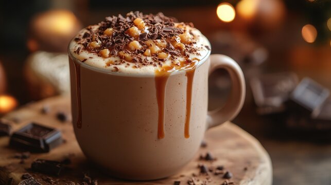 Warm beverage in mug cozy autumn drink