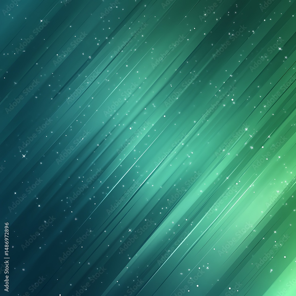 Poster abstract teal and green background with diagonal lines and specks