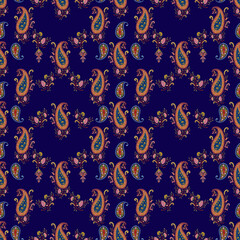 Paisley Digital Textile Patterns, Seamless Paisley & Geometric Fabric Textile Prints, Seamless Floral & Geometric Textile Designs for Fabric, Floral Paisley Seamless Customized Designs

