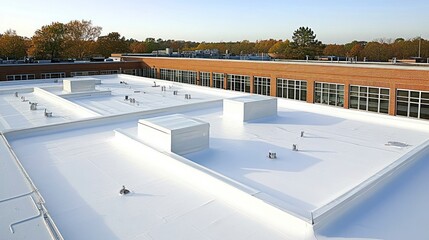 School roof with white reflective coating