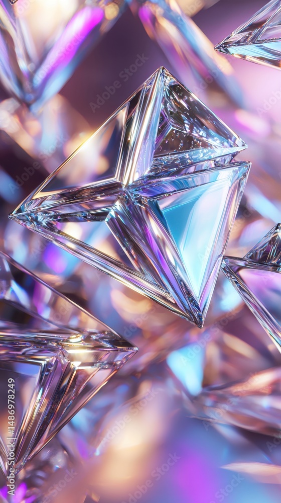 Aufkleber closeup of a dazzling faceted crystal prism reflecting a kaleidoscope of vivid iridescent colors in 