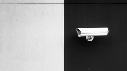 Security camera on bi-colored wall
