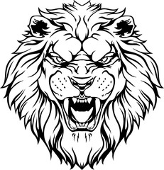 lion - lion head design - lion of judah logo outline vector illustration