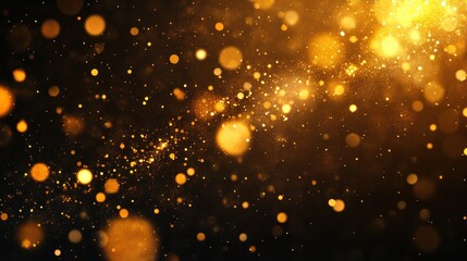 Golden glittering particles bokeh background