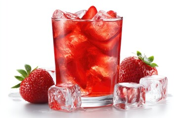 Close-up view of a refreshing strawberry beverage.