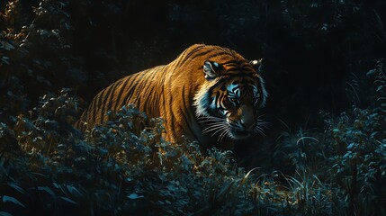 Tiger in dense foliage