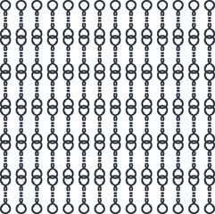 Vertical shapes with round links imitate chains.