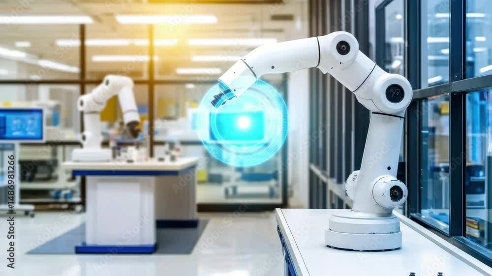 Aufkleber advanced robotic arm in modern laboratory environment with technology
