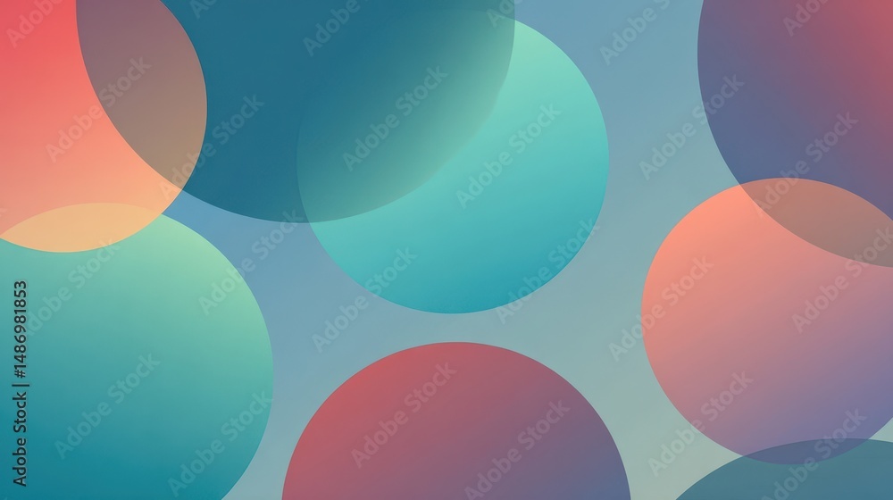 Poster abstract design with overlapping circles in soft colors.