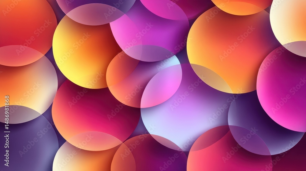 Poster vibrant overlapping circles in a colorful design.