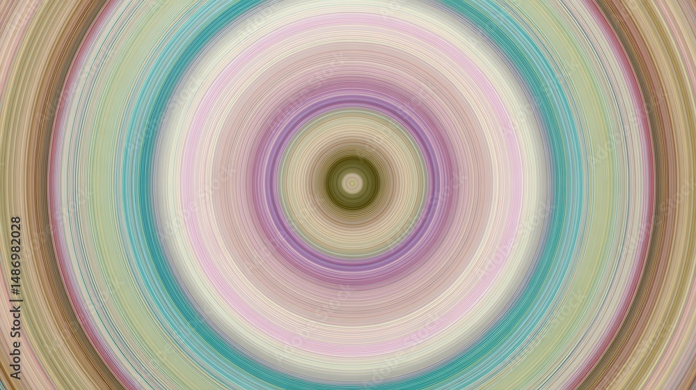 Poster multicolored concentric circles design with soft hues.