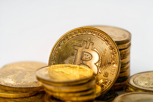 Golden cryptocurrency bitcoin, showcasing digital currency investment potential and future financial innovation