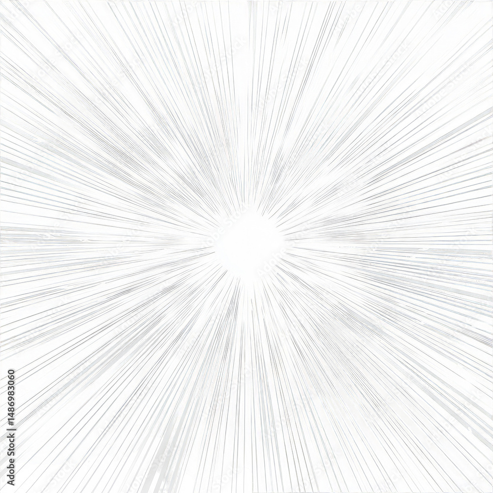 Poster abstract transparent background with a radial burst of thin gray lines converging at a central point