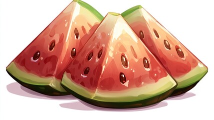 Sliced Watermelon on White Background