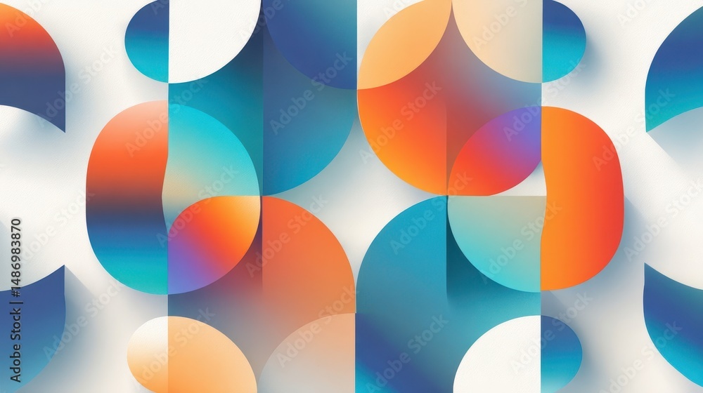 Poster abstract geometric design with overlapping circles and gradient colors.