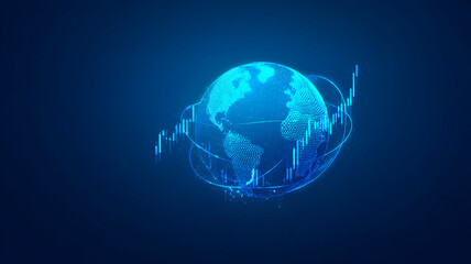 Global digital economy insights: Futuristic visualization of market trends and global dynamics