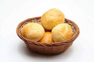 Golden-brown baked rolls in a brown wicker basket