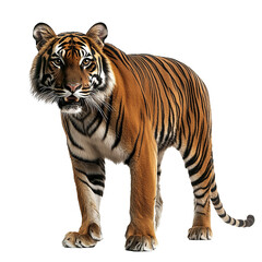 Fototapeta premium Full Body Sumatran Tiger Isolated on Transparent PNG Background 