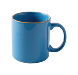 one blue mug on a white background, in a crisp style, with clean lines, no shadow, even lighting, high resolution