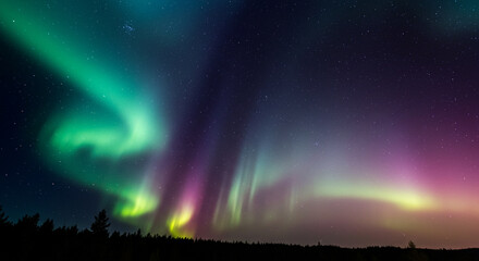 Celestial aurora borealis spectacle painting the night sky in vibrant hues