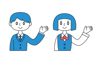 案内をする学生のイラスト（主線あり）