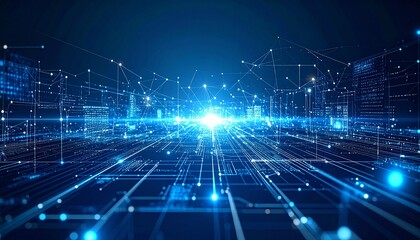Obraz premium 人工知能が支配する近未来テクノロジー背景