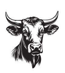 Drawing_of_Silhouette_of_Cow_head_with_long_horn