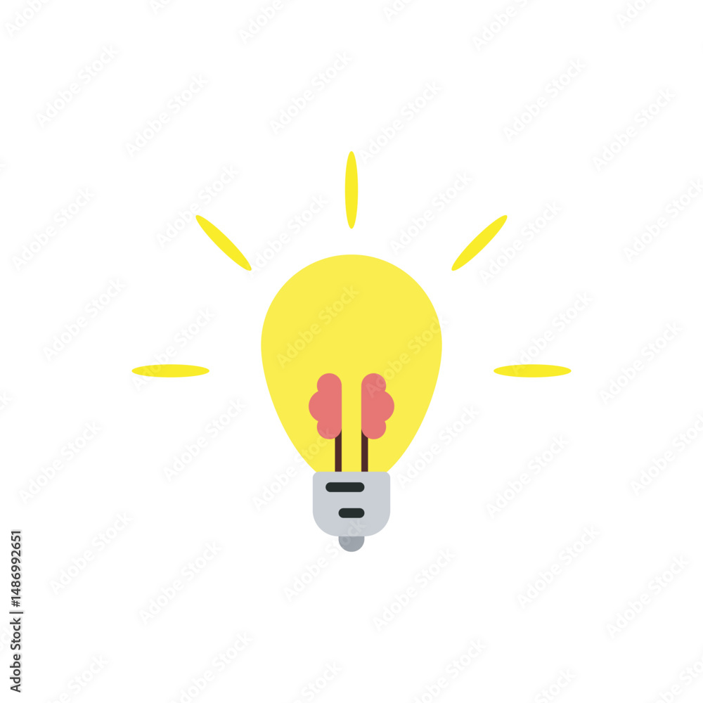 Poster light bulb with a brain icon vector. creative bulb with person inside symbolizing bright ideas and h