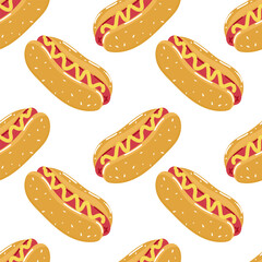 Colorful hot dogs pattern suitable for various designs and culinary themes