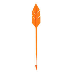 Modern Arrow with Bold Clean Lines in Vibrant Tangerine Isolated on Transparent Background