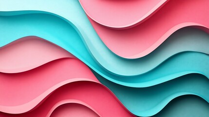Abstract Pink and Teal Wave Layers Design