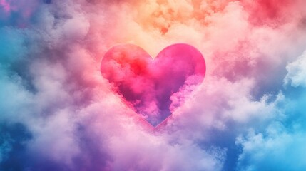 Celestial Heart: A Dreamy Abstract Heart Shape in Colorful Clouds
