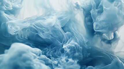 Ethereal Blue Smoke Swirls Creating a Dreamlike Abstract Atmosphere
