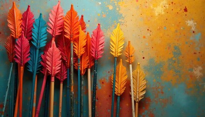 Collection of discarded arrows ready for recycling, sustainable, refurbishment