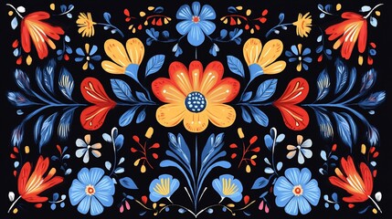 Vibrant Floral Tapestry: A Hand-Painted Floral Design